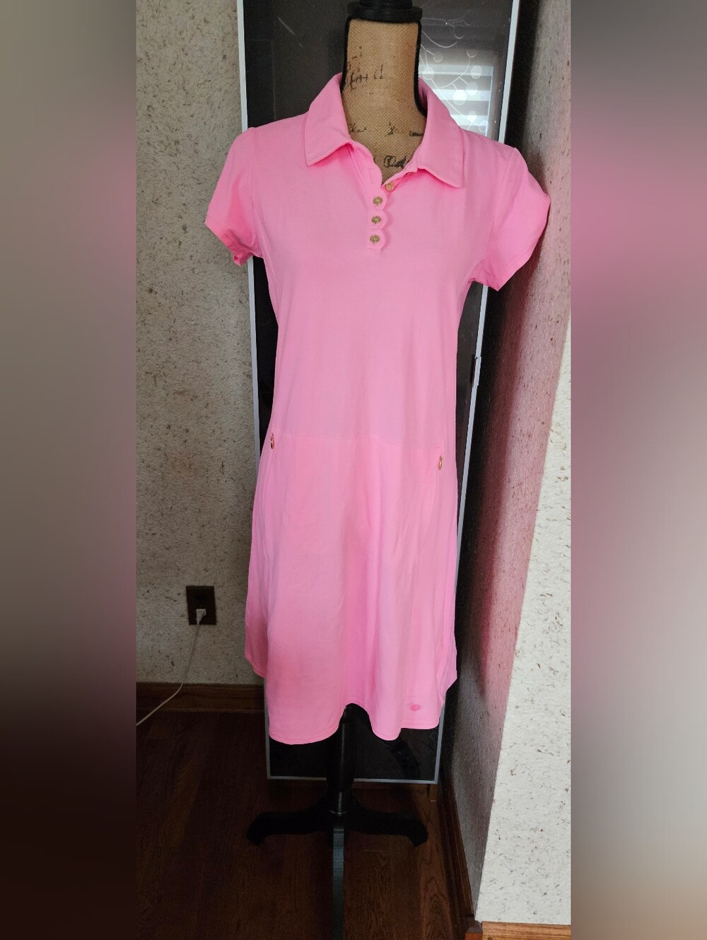Vibrant pink Lilly Pulitzer Luxletic polo dress is a size medium. Brand New